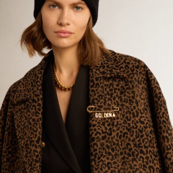 NWT Golden Goose Leopard Print Wool Coat - CURRENT SEASON - Brown, Sz 42 - Picture 4 of 16